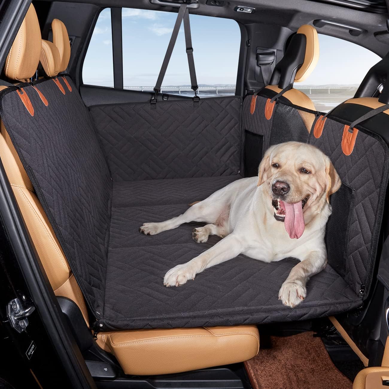 SoftestSofa™ Back Seat Extender for Dogs - Black with Door Covers