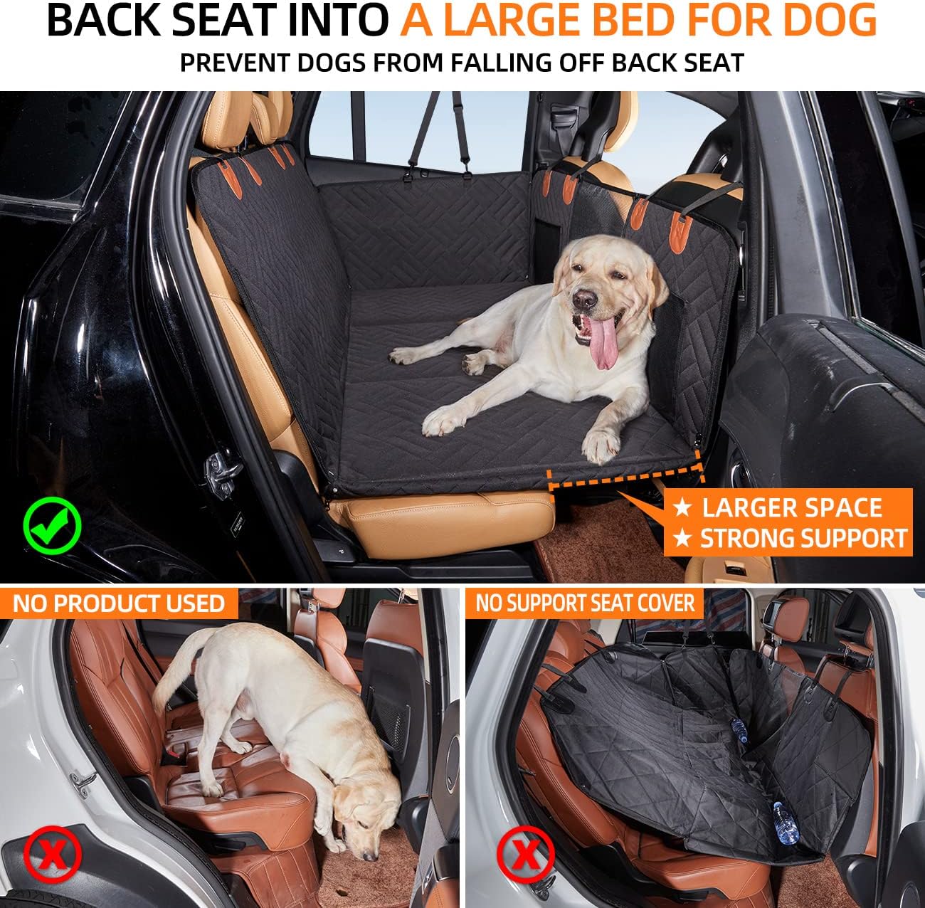 SoftestSofa™ Back Seat Extender for Dogs - Black with Door Covers