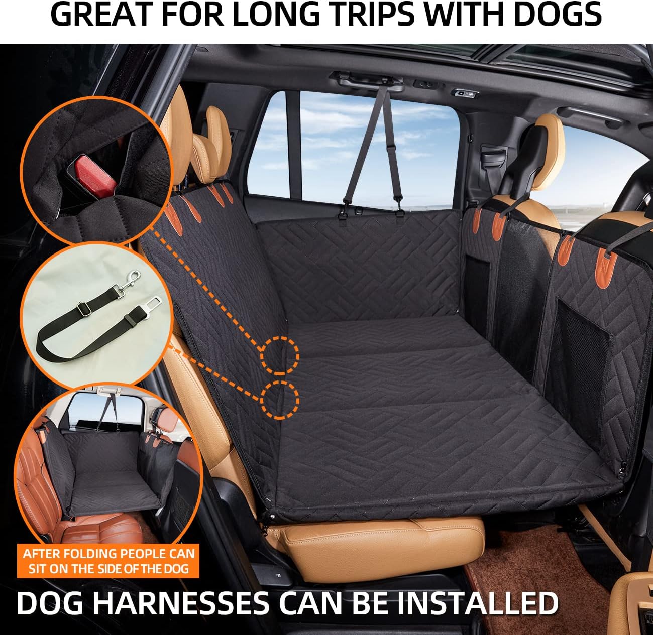SoftestSofa™ Back Seat Extender for Dogs - Black with Door Covers